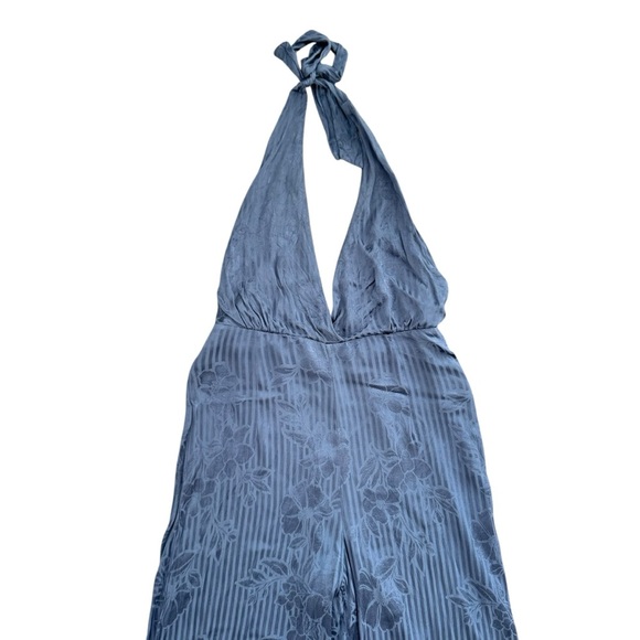 Stunning 70’s style floral open back flow halter jumpsuit size medium - Picture 3 of 11